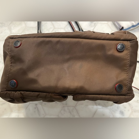 MZ Wallace Jane Tote Large Chocolate Brown Nylon Multi-Zip Leather Handles - Picture 10 of 12